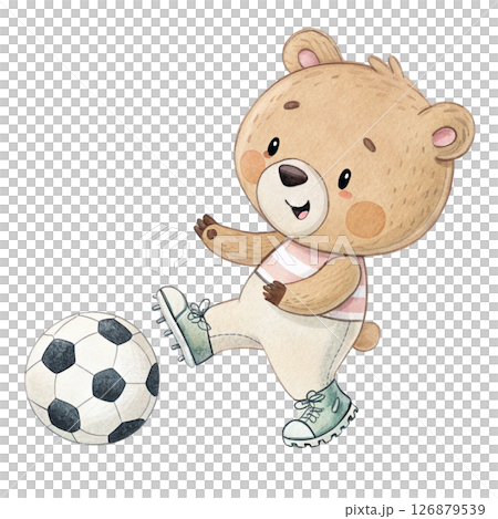 cutest animals in the world  playing soccer white background 126879539