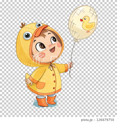 Kawaii Kids in Animal Costumes Party Theme Clipart Watercolor white background Kawaii Kids in Animal Costumes Party Theme Clipart Watercolor white background 126879750