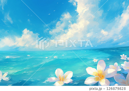 プルメリアの花が浮かぶ海 126879828