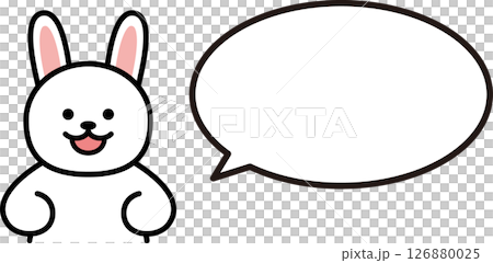 A simple illustration of a rabbit and a round speech bubble 126880025