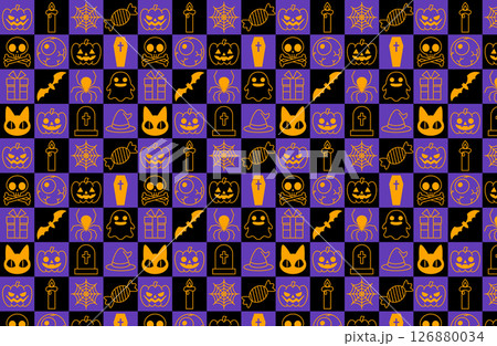 ハロウィンシームレスパターン背景ベクターイラスト素材 126880034