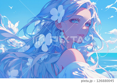 海辺にいる美女 126880045