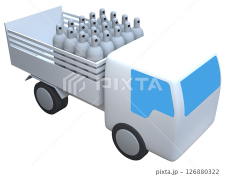 プロパンガス配送車の立体的なイメージイラスト 126880322
