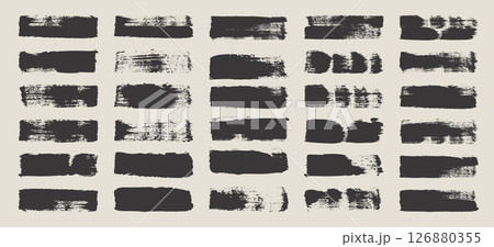 Grunge brush strokes, lines, ink smudges, hand-drawn scribble shapes. Handmade sketchy marks, acrylic stains, charcoal streaks. Paint textures, dry brush effect. Marker underline. Vector illustration 126880355
