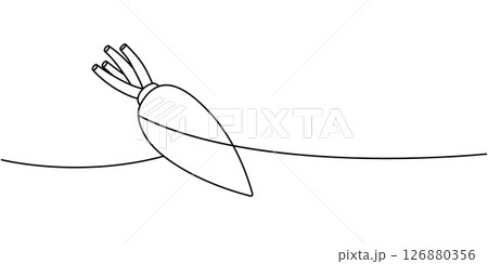 Radish one line continuous drawing. Fresh organic vegetable. Vector illustration 126880356