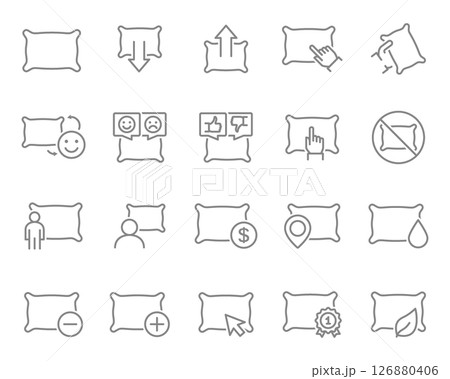 Set of pillow line icons. Orthopedic pillow symbols. Vector illustration. 126880406
