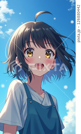 清々しい青空と女の子のイラスト 126880442