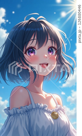 清々しい青空と女の子のイラスト 126880446