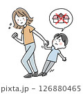 行き渋る子供と悩む母親のイラスト 126880465