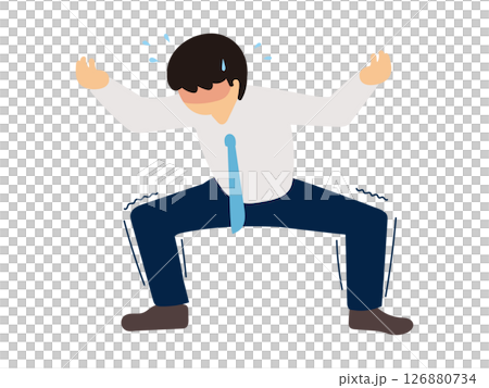 何かを必死で支えるサラリーマンのイラスト 126880734