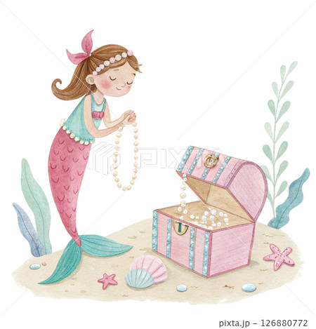 Cute animal costume kid standing holding a gift box  in Minimal  Clipart  White background style , cute and warm 126880772