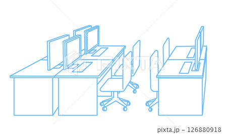 オフィスの線画イラスト 126880918