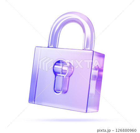 3d glass holographic transparent padlock icon render. Crystal lock with blue purple gradient and keyhole for web or ui design. Data security symbol, privacy password sign, firewall. 3D illustration 3d glass holographic transparent padlock icon render. Crystal lock with blue purple gradient and keyhole for web or ui design. Data security symbol, privacy password sign, firewall. 3D illustration 126880960