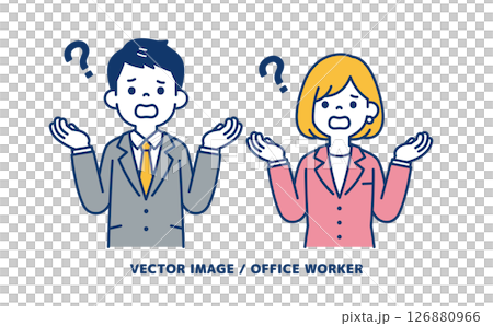 茫然的商人的簡單向量插圖素材_男人和女人套裝 茫然的商人的簡單向量插圖素材_男人和女人套裝 126880966