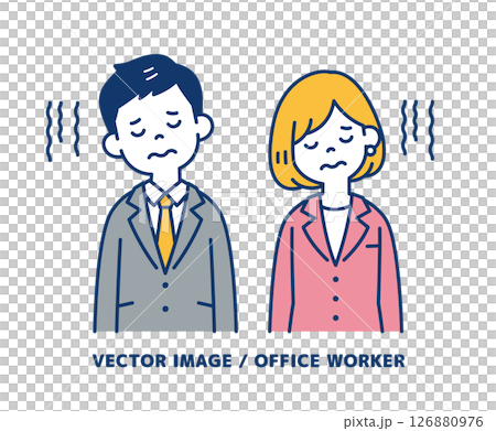 一個簡單的向量插圖，描繪了一個因肩膀下垂而感到失望的商人_男人和女人 126880976