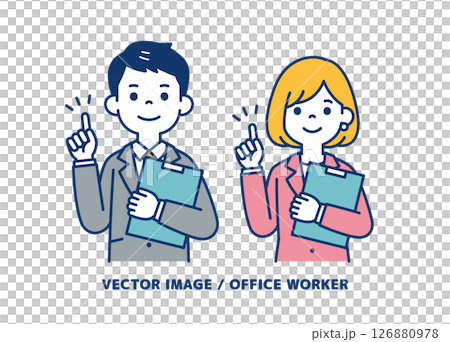 商人解釋要點的簡單向量插圖素材_男人和女人套裝 126880978