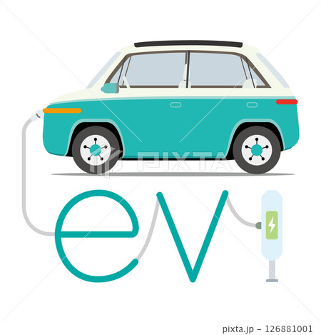 充電中の電気自動車＿エコカー 126881001