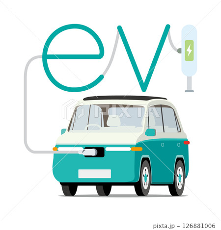 充電中の電気自動車_エコカー 充電中の電気自動車_エコカー 126881006