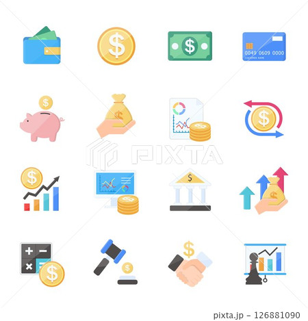 Business Strategy and Digital Banking, Online Payment Icons Set Vector Icons Business Strategy and Digital Banking, Online Payment Icons Set Vector Icons 126881090
