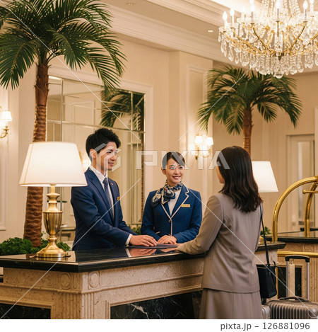 ホテル:受付での丁寧な接客 ホテル:受付での丁寧な接客 126881096