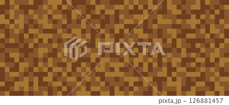 Pixel ground seamless pattern. Pixelart computer block texture. Digital brown ground pattern. Game style squared background. Vector illustration isolated on white background 126881457