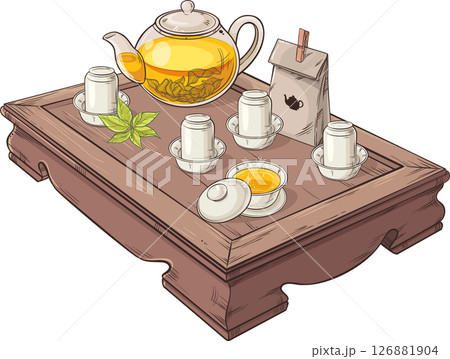 Tea Ceremony Isolated Colored Detailed Illustration Tea Ceremony Isolated Colored Detailed Illustration 126881904