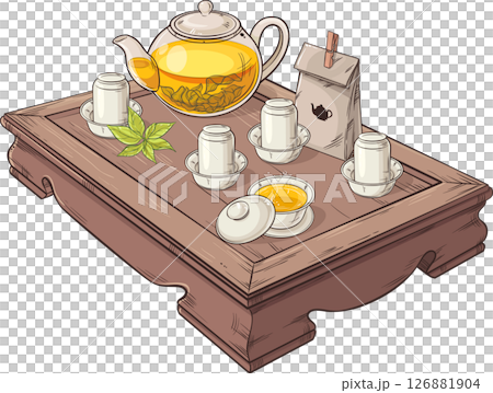 Tea Ceremony Isolated Colored Detailed Illustration Tea Ceremony Isolated Colored Detailed Illustration 126881904