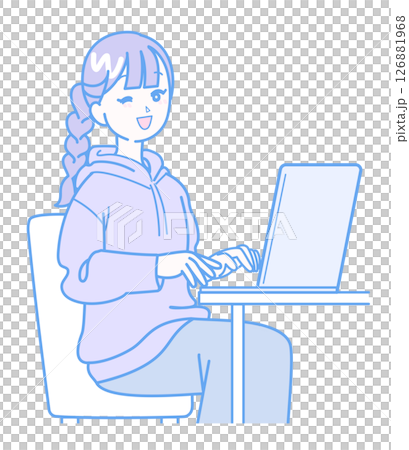 在電腦上工作的女人 126881968