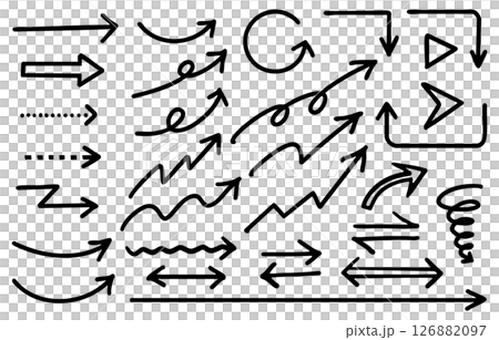 Monochrome hand drawn arrow set Monochrome hand drawn arrow set 126882097