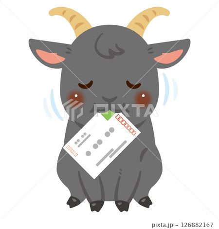 ハガキを食べる黒ヤギのイラスト 126882167