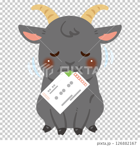 ハガキを食べる黒ヤギのイラスト 126882167