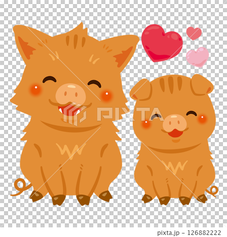 一隻微笑野豬坐著的插圖 126882222