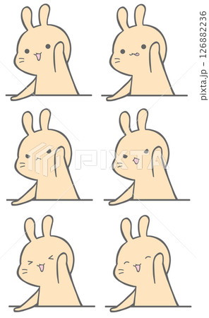 挙手するうさぎ6パターン(茶色) 126882236