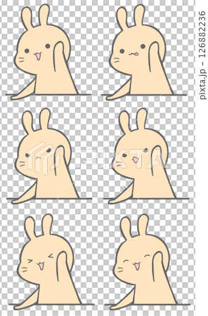 挙手するうさぎ6パターン(茶色) 126882236