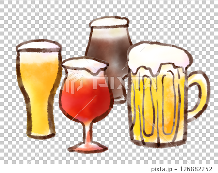 Illustration of four types of beer (sumi-e style) Illustration of four types of beer (sumi-e style) 126882252
