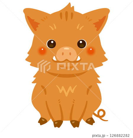 お座りしたイノシシのイラスト 126882282