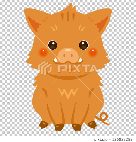 お座りしたイノシシのイラスト 126882282