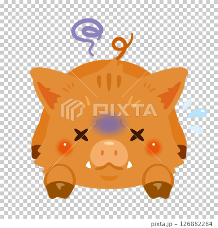Illustration of a boar lying face down due to poor health Illustration of a boar lying face down due to poor health 126882284