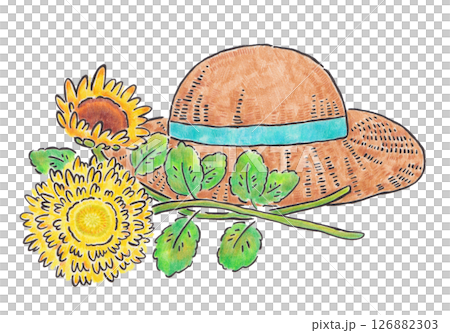 Sunflowers and straw hats 126882303