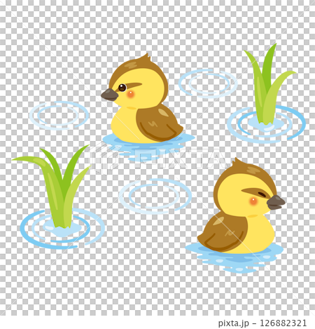 Illustration of ducklings in a rice field Illustration of ducklings in a rice field 126882321