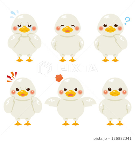 アヒルのキャラクターイラスト 表情セット アヒルのキャラクターイラスト 表情セット 126882341