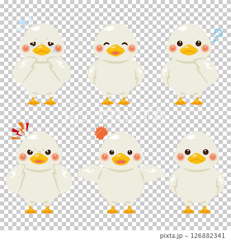 アヒルのキャラクターイラスト 表情セット アヒルのキャラクターイラスト 表情セット 126882341