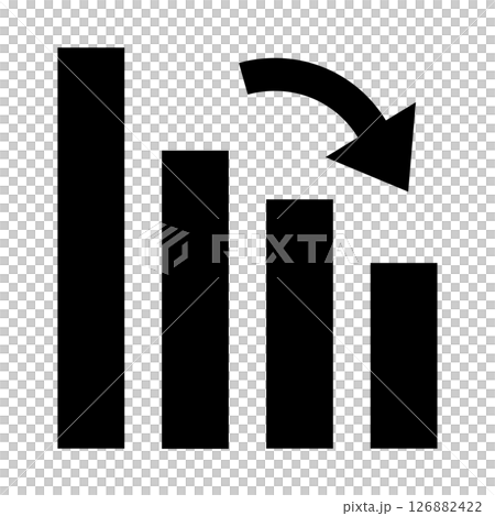Falling bar graph silhouette icon Falling bar graph silhouette icon 126882422