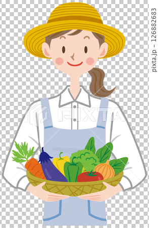 Young woman with a basket of vegetables Young woman with a basket of vegetables 126882683