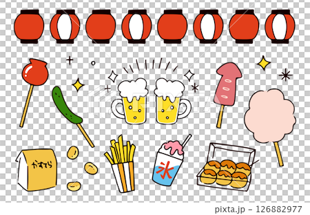 夏季節日插畫素材集 126882977