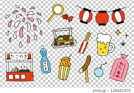 Summer festival illustration material set 126882978
