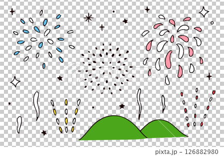 Fireworks illustration material set 126882980