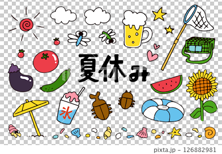夏季插畫素材集 126882981