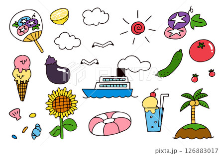 夏のイラスト素材セット 126883017