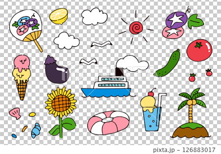 夏のイラスト素材セット 126883017